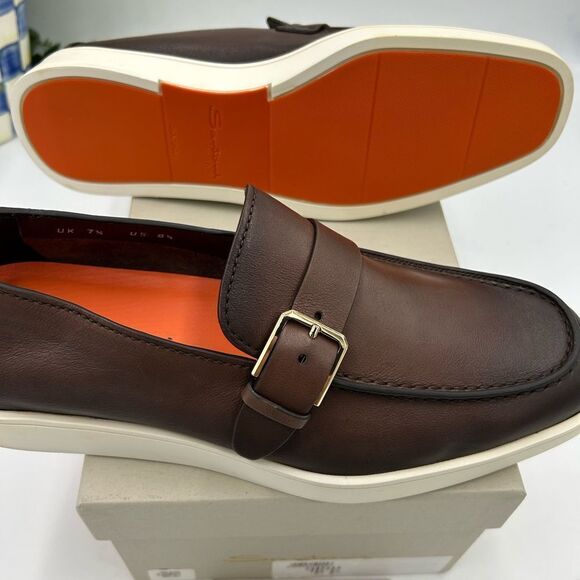 Men\'s Santoni dread  Leather loafers size 8.5 US made in Italy